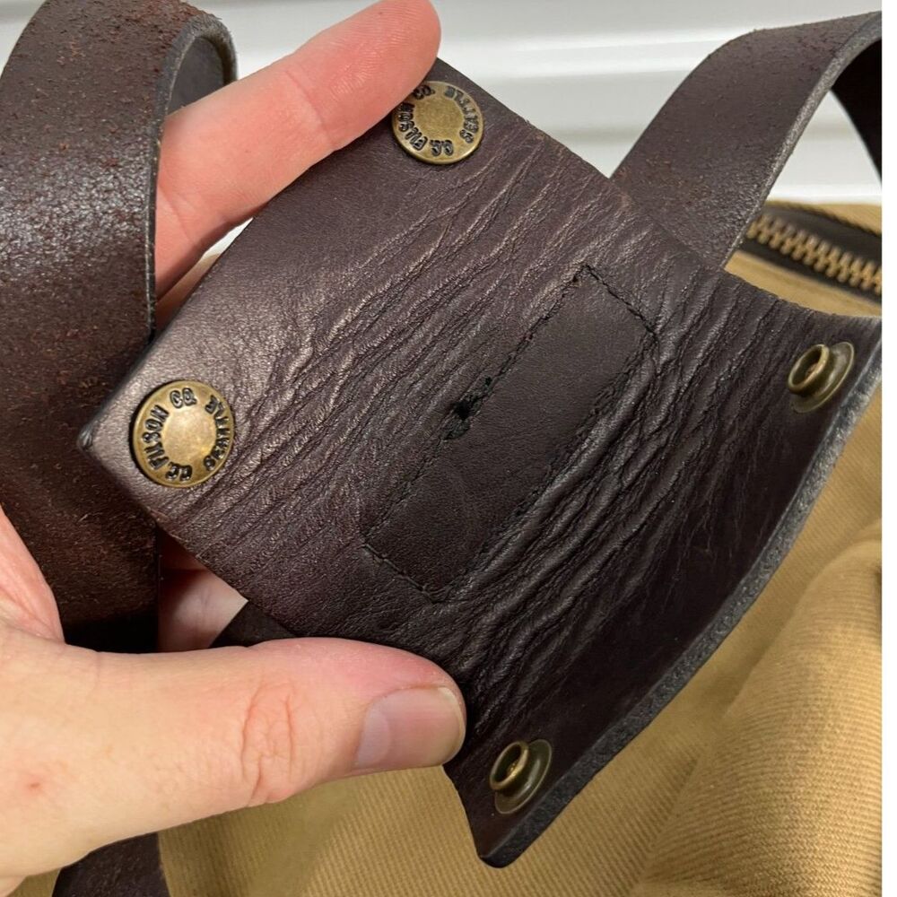Vintage Filson Compartment Bag Rugged Tan Twill & Saddle Style 264 Old Stock Bag - Picture 7 of 16